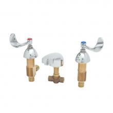 T&S Brass B-2485 - Lavatory Faucet, 8'' Centers, Flexible Supplies, Cast Spout, Aerator, 4'' Wris