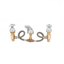 T&S Brass B-2487 - Lavatory Faucet, 8'' Centers, Flexible Supplies, Cast Spout, Aerator, Four-Arm Handles