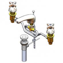 T&S Brass B-2488 - Lavatory Faucet, 8'' Centers, Flexible Supplies, Cast Spout, Aerator, 4-Arm Handles, Pop