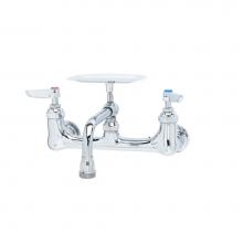 T&S Brass B-2489 - Double Pantry Faucet, 8'' Wall Mount, 6'' Soap Dish Swing Nozzle, Lever Handle