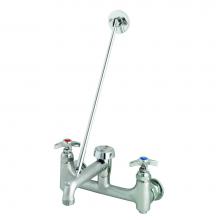 T&S Brass B-2492 - Service Sink Faucet, Vac. Breaker, Hose Outlet, 4-Arm Handles, Built-In Stops Rough Chrome Plated