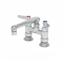 T&S Brass B-2501 - Mixing Faucet, 4'' Deck Mount, 6'' Cast Spout, Eterna Cartridges, Lever Handle