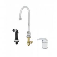 T&S Brass B-2743 - Single Lever Side Mount Control, Sidespray, Swivel Gooseneck, VR Aerator