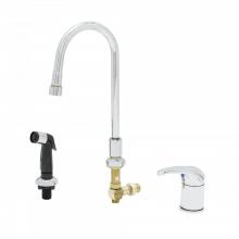 T&S Brass B-2744 - Single Lever Side Mount Control, Sidespray, Rigid Gooseneck, Vandal Resistant Aerator