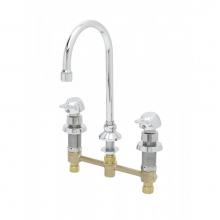 T&S Brass B-2820-PA - Metering Fct, Deck Mount, 8'' Centers, Rigid/Swivel GN w/ 2.2 GPM Aerato, Pivot Action M