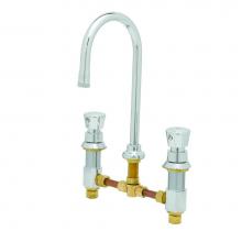 T&S Brass B-2820 - Metering Faucet, Deck Mount, 8'' Centers, Rigid Gooseneck w/ 2.2 GPM Aerator