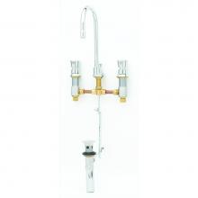T&S Brass B-2821 - Medical Faucet, Concealed Body, 8'' Centers, Push Button Metering, Swivel/Rigid GN, Pop-