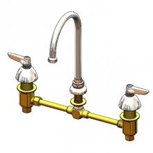 T&S Brass B-2851-L - Lavatory Faucet, 12'' c/c Concealed Widespread, Swivel Gooseneck, Eterna Cartridges &