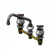 T&S Brass B-2856 - Lav Faucet, Concealed Bdy, 8'' Cntrs, 2 H Comp Cart, 4 Arm Hndls, 9'' Swng Noz