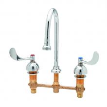 T&S Brass B-2865-04 - Medical Faucet, Deck Mount, 8'' Centers, Rigid/Swivel Gooseneck w/ Rosespray, 4'&ap