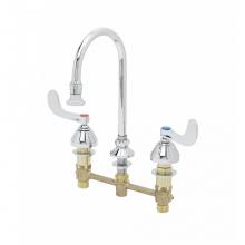 T&S Brass B-2865-04 - Medical Faucet, Deck Mount, 8'' Centers, Rigid/Swivel Gooseneck w/ Rosespray, 4'&ap