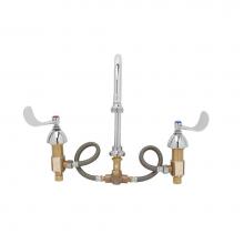 T&S Brass B-2865-05CR - Deck Mount Mixing Fct, Ceramic Cartridges, Rigid/Swivel GN, Rosespray, 4'' Wrist Handles