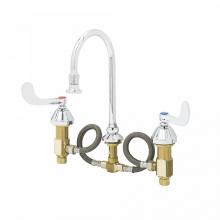 T&S Brass B-2865-05 - Medical Faucet, 12'' Flex S'Steel Lines, Rigid Gooseneck, Rosespray, Wrist Handles