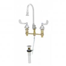 T&S Brass B-2868-04 - Medical Faucet, Concealed Body, 8'' C/C, Swivel/Rigid GN w/Rosespray, Wrist Handles, Pop