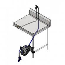 T&S Brass B-7132-U02TS3 - Hose Reel System, 35' SS Reel, 3'' Concealed Mix Faucet, DishTable VB, Table Leg Br