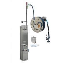 T&S Brass B-7142-U01WS7BC - 50' Stainless Steel Open Hose Reel w/ Stainless Steel Recessed Cabinet with Bottom Inlets, Mi