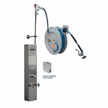 T&S Brass B-7242-U01WS8BC - 50' Epoxy Coated Open Hose Reel w/ Stainless Steel Surface Mount Cabinet with Bottom Inlets,