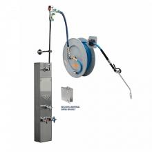 T&S Brass B-7242-U10WS8BC - 50' Epoxy Coated Open Hose Reel w/ Stainless Steel Surface Mount Cabinet with Bottom Inlets,