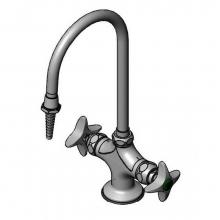 T&S Brass BL-5704-02 - Lab Mixing Faucet, Swivel Gooseneck, Serrated Tip