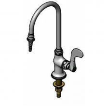 T&S Brass BL-5705-01WH4 - Lab Faucet, Single Temp, Deck Mount, Swivel/Rigid Gooseneck, Serrated Tip, 4'' Wrist Han
