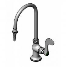 T&S Brass BL-5705-01WH4 - Lab Faucet, Single Temp, Deck Mount, Swivel/Rigid Gooseneck, Serrated Tip, 4'' Wrist Han