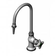 T&S Brass BL-5705-02 - Lab Faucet, Single Temp Control, Swivel Gooseneck, Serrated Tip, 4-Arm Handle