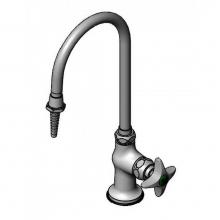 T&S Brass BL-5705-03 - Lab Faucet, Single Temperature Control, Rigid/Swivel Gooseneck, Serrated Tip, 4-Arm Handle