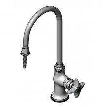 T&S Brass BL-5709-01 - Lab Faucet, Single Temp., Swivel/ Rigid Gooseneck, Serrated Tip, 1/2'' NPSM Male Shank