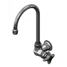 T&S Brass BL-5710-01A-TL - Lab Faucet, Single Temp, Wall Mount, Tin-Lined, Gooseneck, 2.2 GPM Aerator, 4-Arm Handle