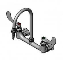 T&S Brass BL-5725-01WH4 - Lab Mixing Faucet, 8'' Wall Mount,Swivel/Rigid Gooseneck, Serrated Tip, 4'' Wr