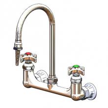 T&S Brass BL-5725-02 - Lab Mixing Faucet, Wall Mounted, Swivel Gooseneck, Serrated Tip, 4-Arm Handles