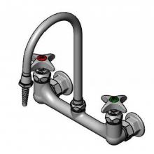 T&S Brass BL-5725-02 - Lab Mixing Faucet, Wall Mounted, Swivel Gooseneck, Serrated Tip, 4-Arm Handles