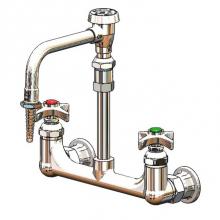 T&S Brass BL-5725-09 - Lab Mixing Faucet, Wall Mount, Swivel Vacuum Breaker Nozzle, Serrated Tip, 4-Arm Handles