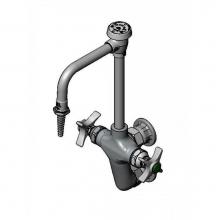 T&S Brass BL-5735-08 - Lab Vertical Mixing Faucet, Wall Mount, Rigid/Swivel Vacuum Breaker Nozzle, Serrated Tip