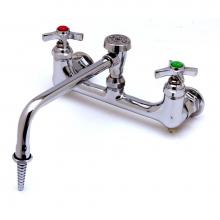 T&S Brass BL-5775-08 - Sink Mixing Faucet, 8'' Wall Mount, 9'' Swing Nozzle, VB, 4-Arm Lab Handles