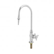 T&S Brass BL-5850-01TL - Lab Faucet, Tin Lined, Single Temp, Swivel/Rigid Gooseneck, Serrated Tip, Fast Self Closin