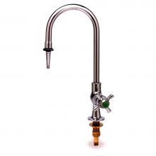 T&S Brass BL-5850-02 - Single Temp Lab Faucet w/ Swivel Gooseneck, Serrated Tip, Self Closing Handle