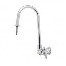 T&S Brass BL-5860-01TL - Lab Faucet, Wall Mount, Single Temp, Rigid Gooseneck, Serrated Tip, Tin-Lined