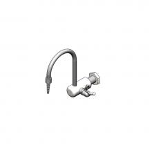 T&S Brass BL-9520-01 - Lab Faucet, Wall Mount, Gray PVC, Rigid Gooseneck, Serrated Tip, 3/8'' NPT Female Inlet