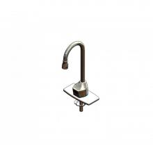 T&S Brass EC-3100-TMV4V05 - ChekPoint Elec Faucet, Deck Mount, Gooseneck, AC/DC, 0.5 gpm VR Outlet, 4'' DeckPlate, T