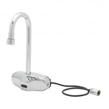 T&S Brass EC-3105-TMV - ChekPoint Electronic Faucet, 4'' Wall Mount, Gooseneck, Thermostatic Mixing Valve (Two-H