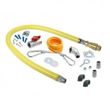 T&S Brass HG-4C-36K-FF - Gas Hose w/ Quick-Disconnect, 1/2'' NPT x 36'', Cable Kit, Ball Valve, Gas Elb