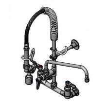 T&S Brass MPY-8WLN-12 - Mini PRU: 8'' Wall Mount Faucet w/B-0107-C, 12'' Swivel Nozzle, Lever Handles