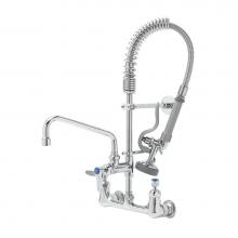T&S Brass MPZ-8WLN-08-CR - Mini-Pre-Rinse unit: 8'' Wall Mount, B-0107, 8'' Swivel Nozzle, Ceramas, Lever