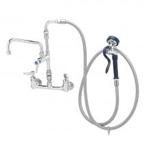 T&S Brass P3-8WESV-08M-CR - Pet Grooming: 8'' Wall Mount, Ceramas, Vac Breaker, 96'' SS Hose, EB-0107-035,