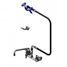 T&S Brass P3-8WSAN12PZJU - 8'' c/c Wall Mount Faucet, ADF, 12'' Swing Nozzle, EB-0072-H Hose, EB-0107-035