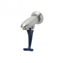 T&S Brass S-1200 - Wall Mount Stainless Steel Glass Filler, Push Back Design, Dark Blue Self-Closing Arm, Adjustable