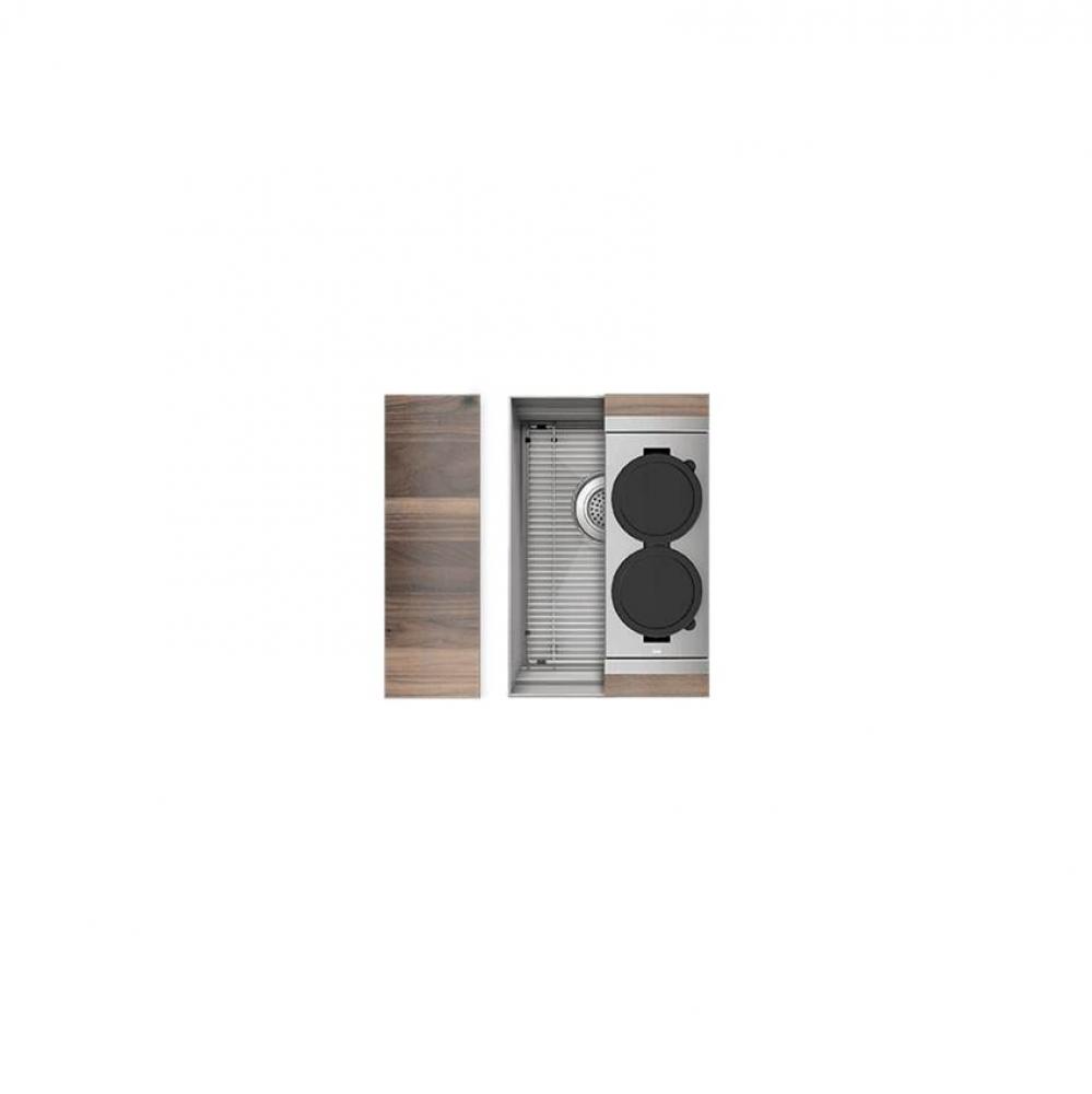 Smartstation Kit, Undermount Sink, Walnut Acc., Single 12X18X10