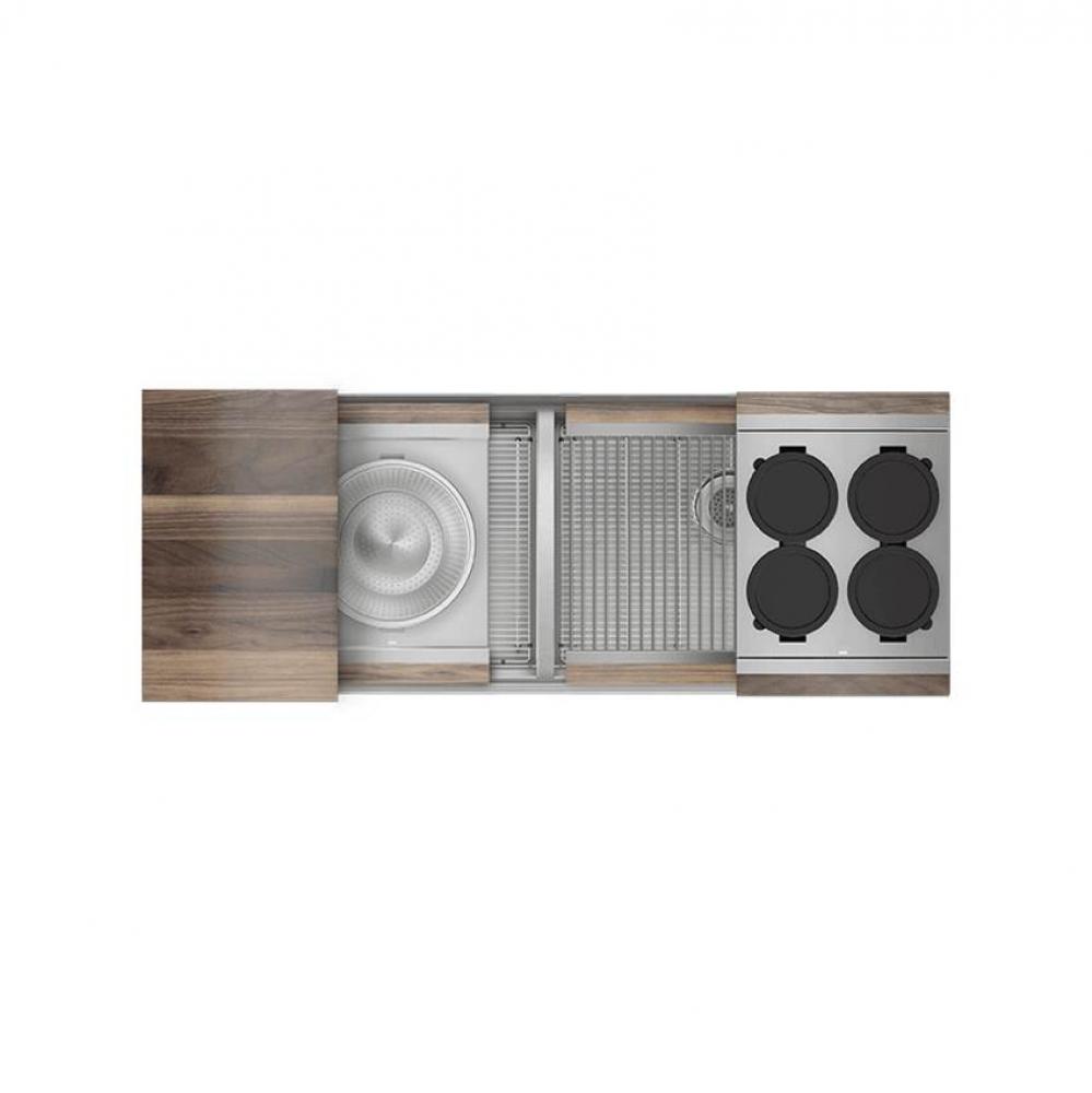 Smartstation Kit, Undermount Sink, Walnut Acc, Dbl L24X18X10 R24X18X10