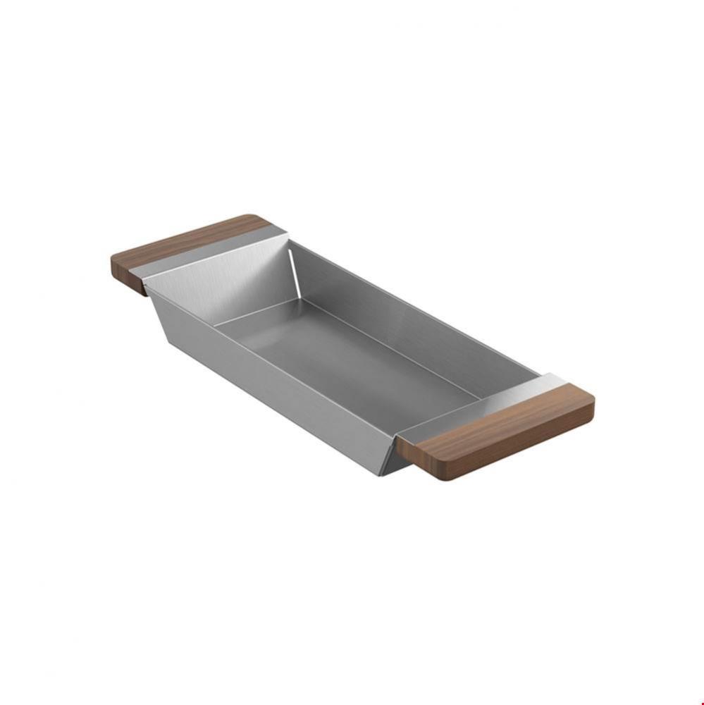 Tray For Fira Sink W/Ledge, Walnut Handles, 6X17-1/4X2-1/4